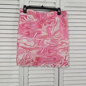 SHEIN Pink Swirl Pencil Skirt